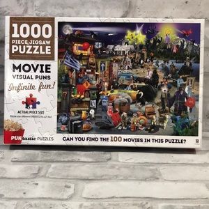 Movie visual puns 1000 pc puzzle find 100 movies in the puzzle jigsaw complete
